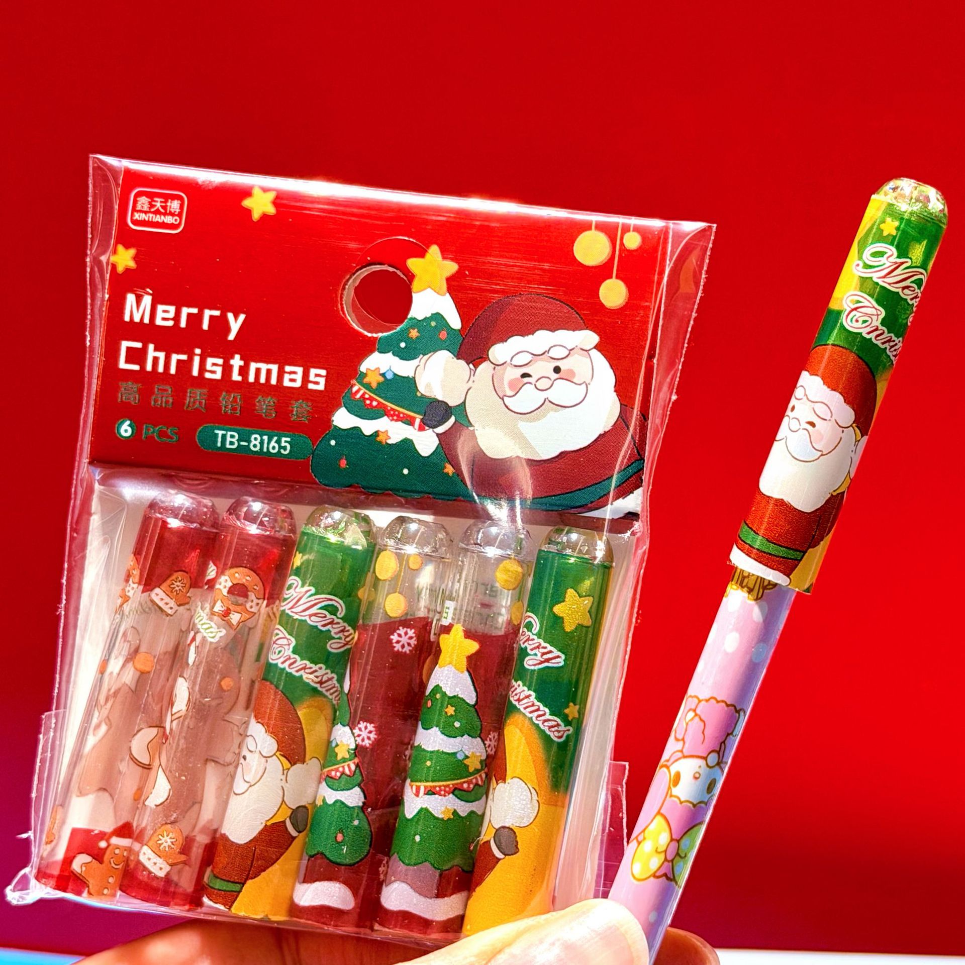 Nueva funda de lápiz de Navidad de alto valor facial adorable lápiz anti-punchada y anti-rotura funda de lápiz papelería
