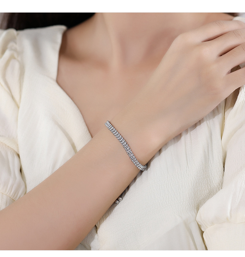 Silver Jewelry S925 Silver Female Zircon Adjustment Chain Bracelet display picture 4