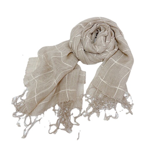 Spring and summer new women's pure linen edge clause rain and dew scarf summer thin versatile breathable shawl tassel scarf
