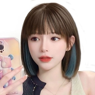 Wig for Women, Full Headband, Short Hair, Supernatural Bob, Lisa's Same Style, Highlighted New Style, Invisible Wig Set