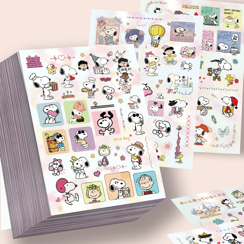 8 Pieces of Snoopy Die-Cut Stickers Charlie Lucy High-End Phone Case Collage Material Waterproof Decals