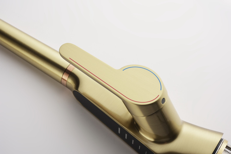 Konishi hydroelectric power digital display kitchen faucet pull-out sink faucet with brushed gold color undefined