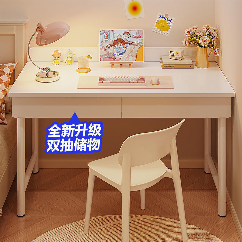 桌子女生卧室带抽屉书桌学生家用简易化妆学习桌出租屋办公电脑桌|undefined