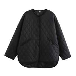 2024秋wish亚马逊eBay菱形前短后长廓形棉服棉衣