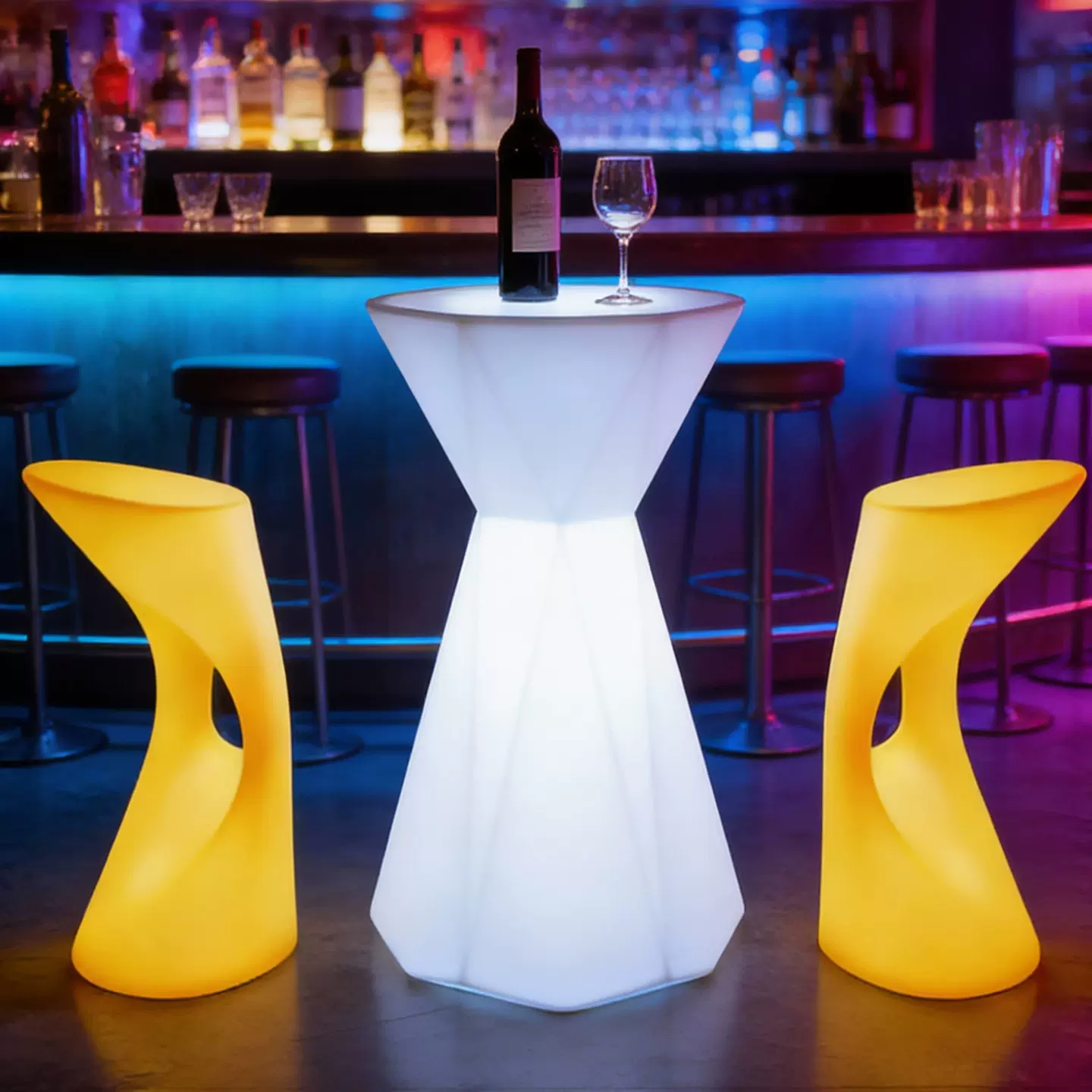 酒吧发光高脚桌子吧台桌椅组合户外清吧网红餐厅鸡尾酒会露天散台