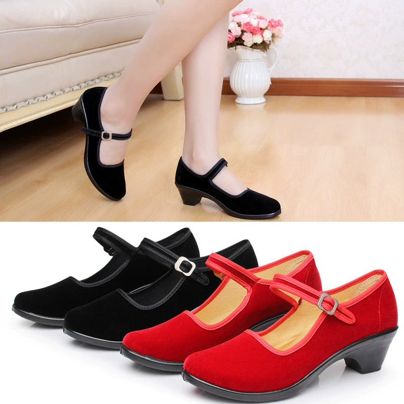 Танцевальная обувь с мягкой подошвой Танцевальная обувь мая 4th старый Пекин черные тканевые туфли на высоком каблуке этнические Янко танцы Кошачий коготь обувь для девочек