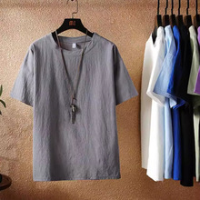 外贸尾货短袖t恤男士夏季薄款休闲宽松大码纯色打底衫