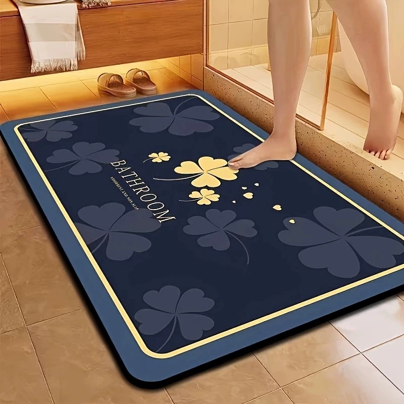 Высококачественный коврик для ванной комнаты с четырьмя листами клевера, впитывающий коврик для бытовой раковины в ванной комнате, коврик для входной двери из диатомовой грязи второго поколения