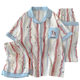 Fresh and Contrast Color Striped Cartoon Pajamas for Women, New Summer Cloud Cotton Homewear Three-Piece Set, Real Shot Wholesale