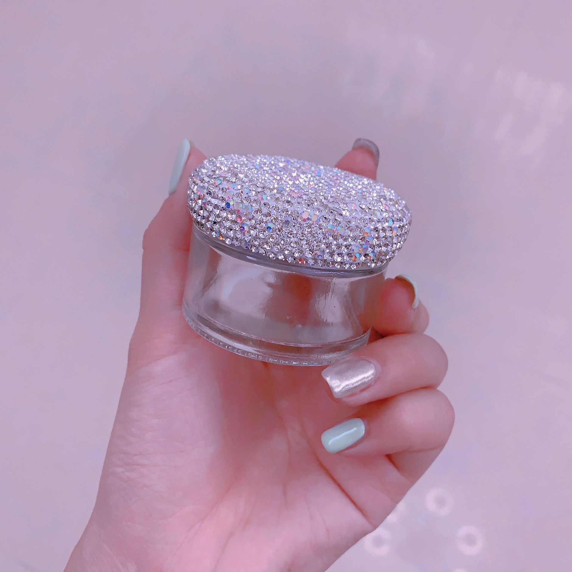 旅行便携化妆品分装瓶高颜值镶钻面霜盒粉底液乳液玻璃空盒膏霜瓶