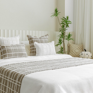 Simple Modern Hotel Homestay Bedding Kit Bed End Towel Pillow Khaki Designer Model Room Bed Flag Pillow