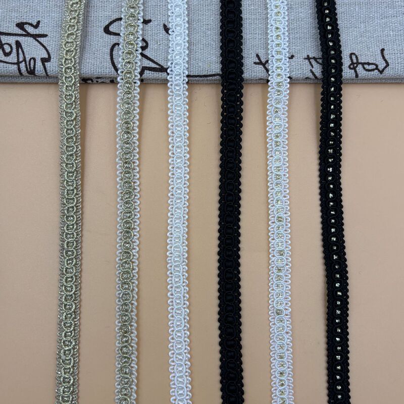 In-Stock Gold and Silver Thread Lace Clothing Wedding Lace Accessories Lace Cotton Edge Wave Crown Gold Silk Figure-Eight Lace