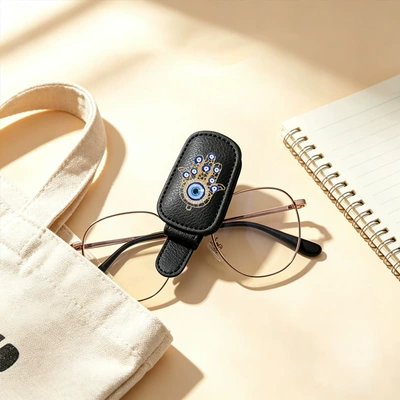 Black cross-border best-selling sunglasses holder, creative car sun visor storage, palm-shaped eyeglass clip (Car Glasses Clip/Bill Clip) - palm-eye-car-glasses-clip