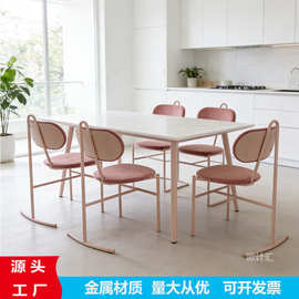 北欧极简金属餐椅设计师款绒布靠背椅网红餐厅奶茶店咖啡厅休闲椅