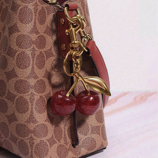 European and American Leather Bag Vintage Fashion Bag Pendant Keychain Cherry Hanging Simple Sweet Fruit Decoration Accessories