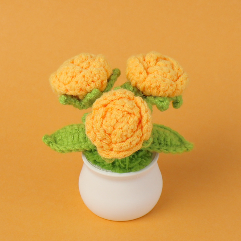 完成品クロスボーダーニットウールひまわり鉢植え造花研究デスクトップ装飾品卒業子供の日の小さなギフト|undefined