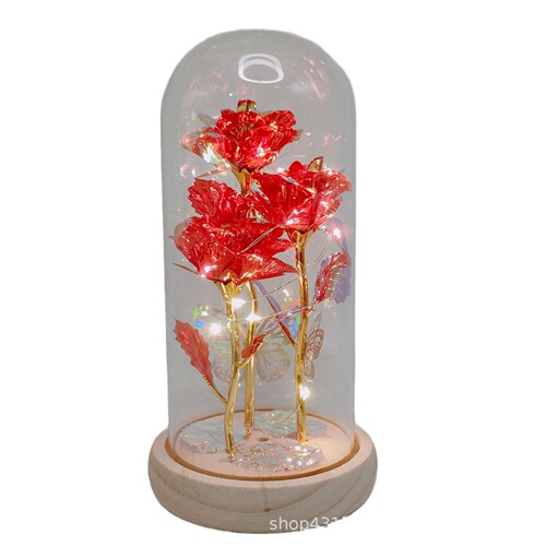520 gold foil rose eternal flower luminous glass lampshade ornaments Mother's Day Valentine's Day birthday gift box