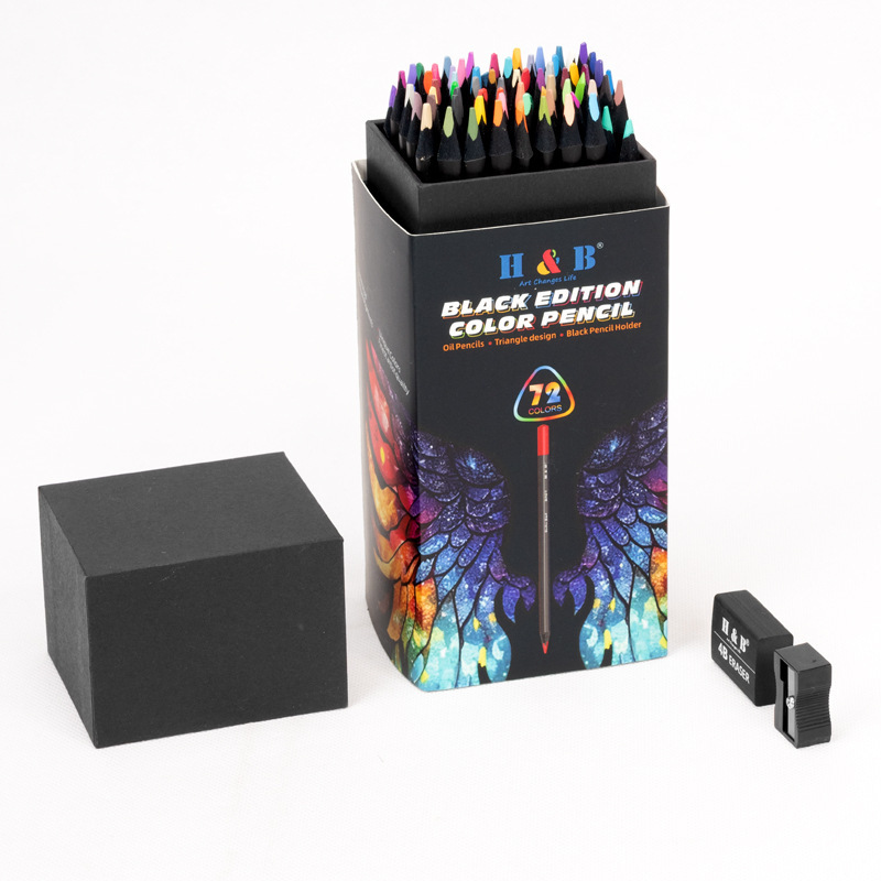 Juego de 24-120 lápices de colores a base de aceite, color negro madera, 72 lápices de colores de calidad artística para dibujo y arte, bolígrafos para dibujo a mano.