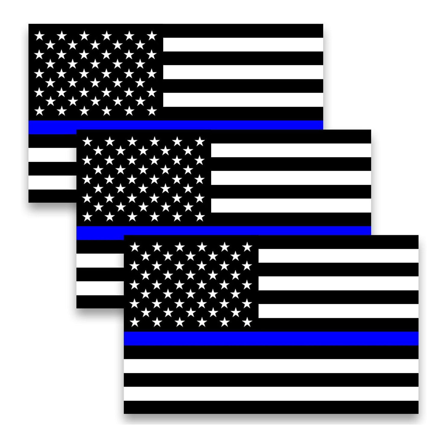 Línea azul delgada bandera de los Estados Unidos pegatinas reflectantes pegatinas de la bandera de los Estados Unidos pegatinas de la cola del automóvil portátil 3 paquetes