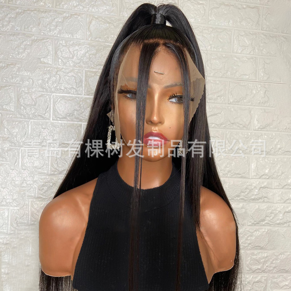 Manufacturer Wholesale European and American Wigs, Large Grooves, Ready-Made Chemical Fiber High-Temperature Silk Front Lace Headgear, Same Day Delivery