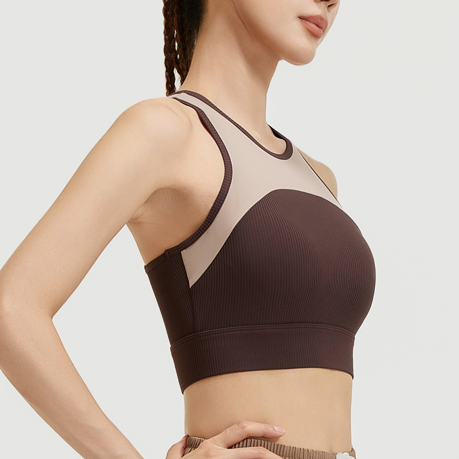 Juyitang nuevo sujetador deportivo estilo chaleco en forma de trabajo sin anillo de acero correa fija yoga fitness ropa interior deportiva