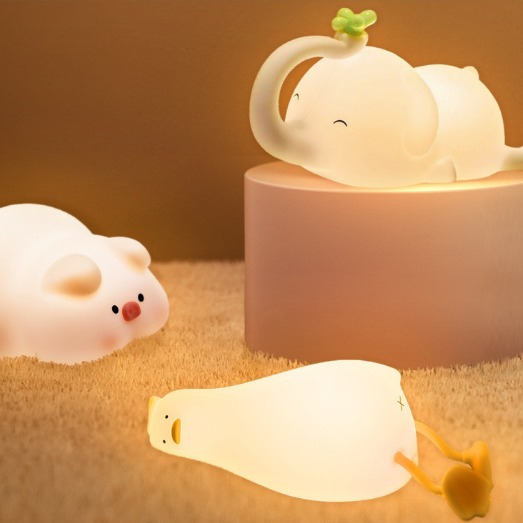 (2개) DUMBO 실리콘 팻 라이트 LED 침대 옆 팻 실리콘 야간 조명 충전 수면 조명 야외 캠핑 라이트