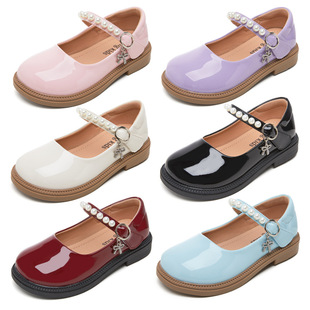 In-Stock Girls' Princess Shoes 2025 Multicolor Children's Leather Shoes Girls' Black Mary Jane Shoes Mary Jane Shoes