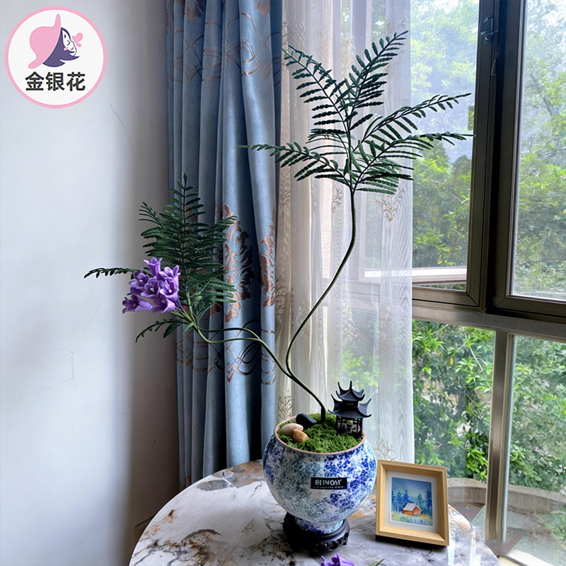 扭扭棒手工diy材料包加密蓝花楹自制仿真绿植闺蜜节日礼物1645