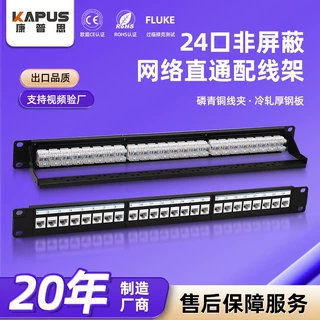 24 口六类非屏蔽配线架 19 英寸 1U 机柜机房工程专用 FLUKE 测试