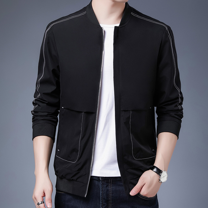 Primavera y otoño chaqueta de hombre, nuevo estilo coreano de tendencia delgada, cuello de béisbol, guapo, chaqueta casual de hombre.