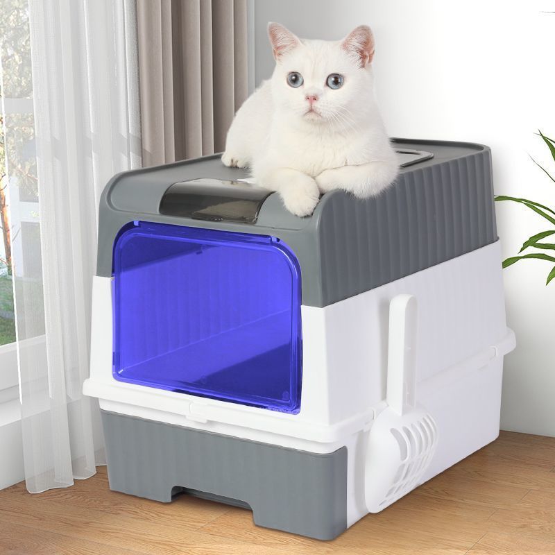 特大猫トイレ、完全密閉引き出し式両開きドア、臭気防止家庭用猫トイレ、猫トイレ|undefined