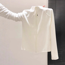 半高领德绒打底衫女拉链开衫内搭立领卫衣外套修身运动上衣A9055