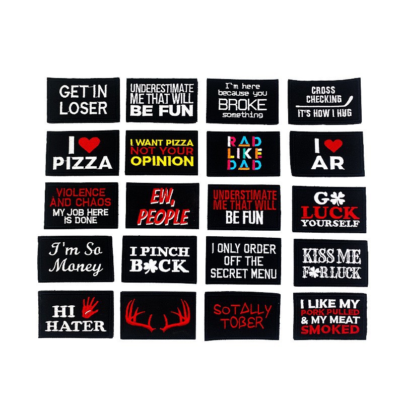 厂家供应 黑色字母徽章 卡通时尚潮牌男装装饰魔术贴批发
