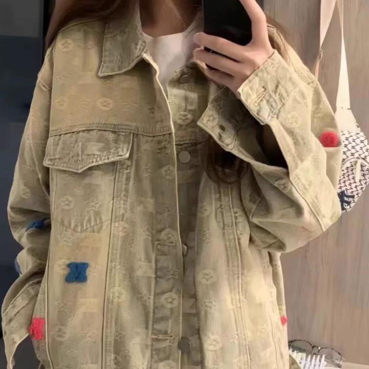 美式高街黄泥牛仔外套女2025新款春秋冬款夹克潮牌设计感小众|undefined