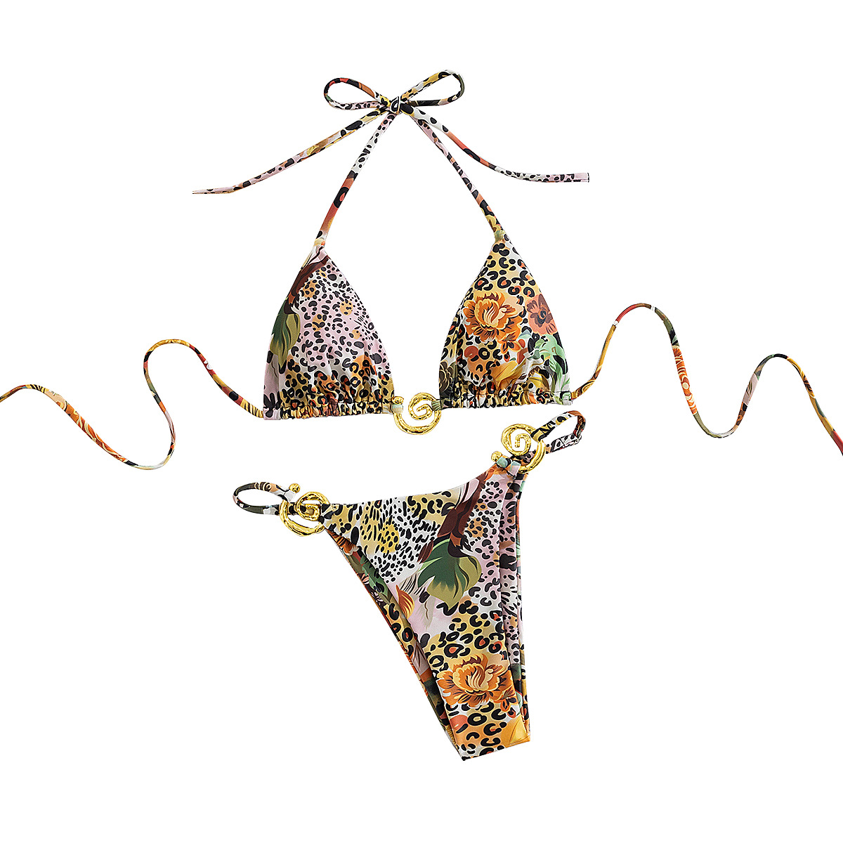 Women's Sexy Tie-Dye Bikini Set - High Waist Triangle Top & Adjustable Side Ties - Quick Dry Swimwear For Beach & Pool_voghion.com