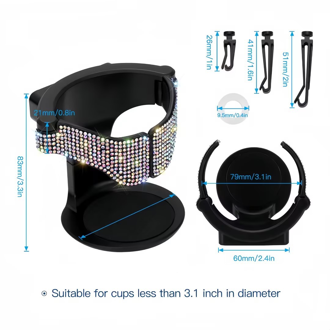 Car Rhinestone Water Cup Holder Car Rhinestone Tea Cup Holder Car Storage Rack with Drill Cup Holder Air Outlet Fixing Bracket