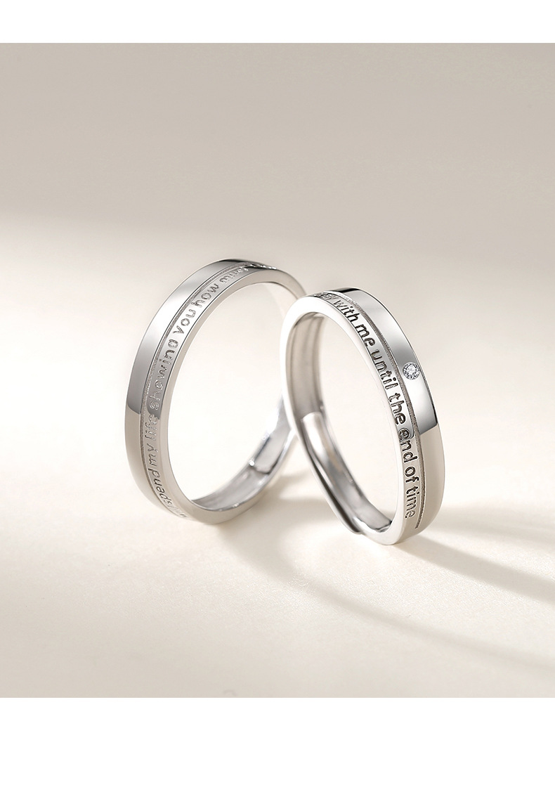 Fashion Letter Sterling Silver Inlaid Zircon Rings