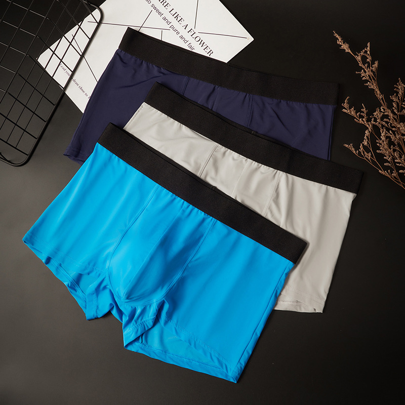 GTOPX MAN Men's Simple Solid Color Ice Silk U-Shape Mid-Waist Breathable Sports Straight Leg Briefs