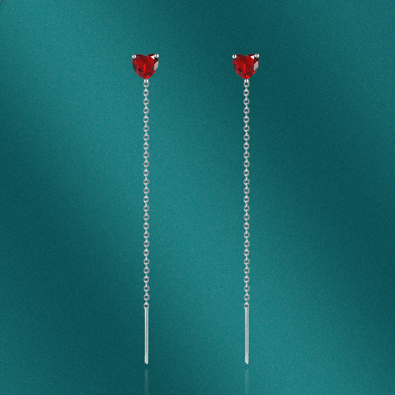 Lady Heart Shape Copper Plating Inlay Zircon Ear line 1 Pair