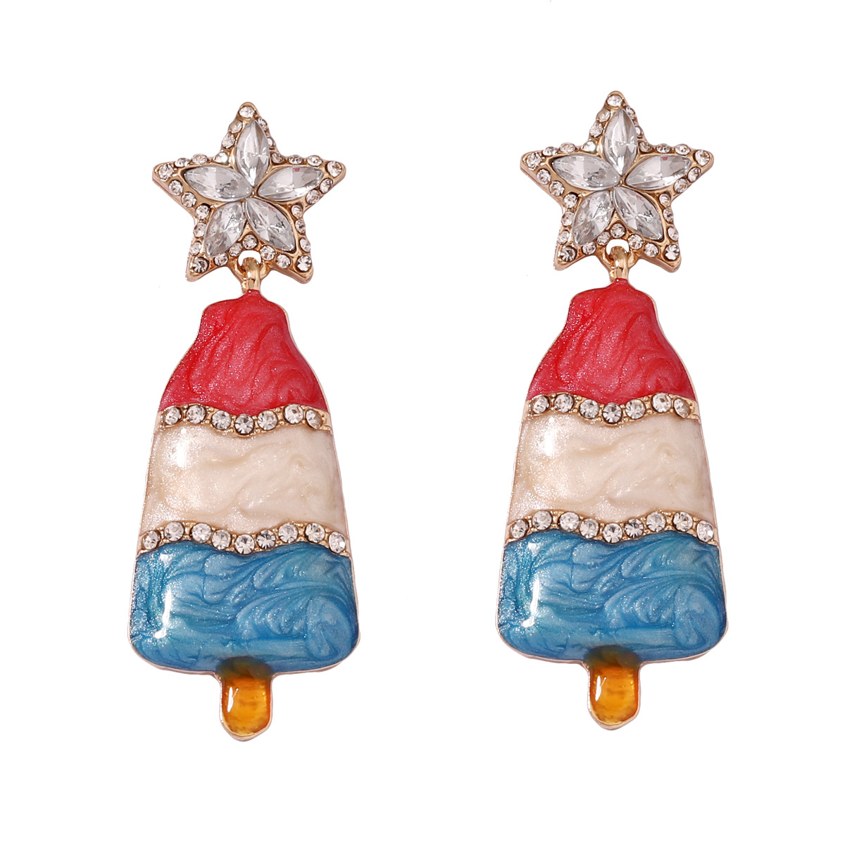 Cute Sweet Ice Cream Star Alloy Zircon Women's Drop Earrings 1 Pair display picture 3