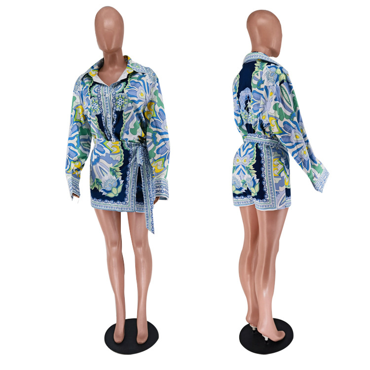 Printing Pattern Summer Season Daily Women's Casual Printing 4-Way Stretch Fabric Spandex Polyester Printing Button Shorts Co-ord Set Shorts Sets