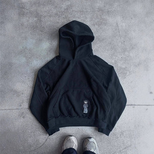 American Trendy Brand High Street Vibe Functional Jacket High Collar Hoodie Fleece-Lined Sweatshirt Autumn and Winter Loose Social for Men and Women