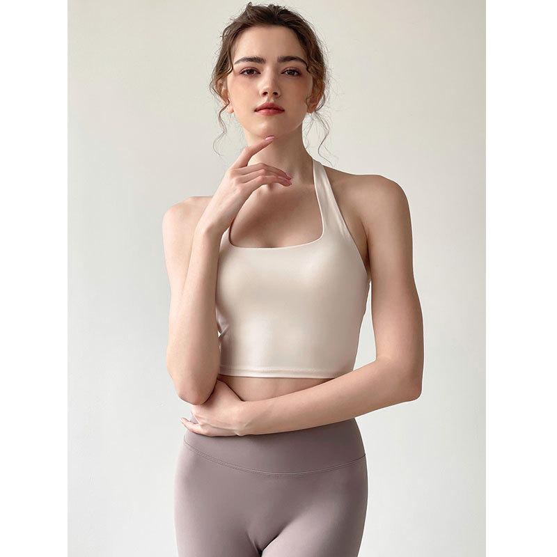 Halter Neck Outdoor Morning Run Casual Sports Quick-Dry Vest For Women Summer Push-Up Shaping Yoga Wear Pure Desire_voghion.com