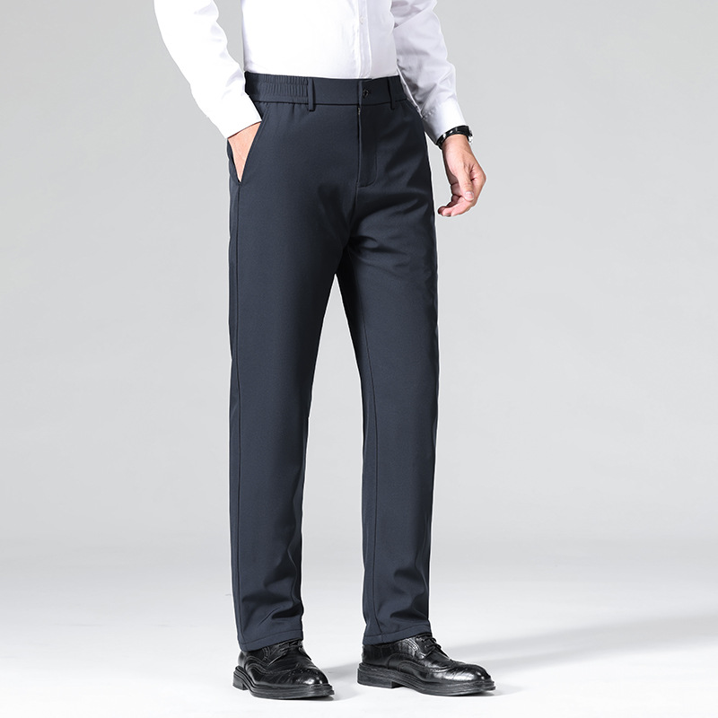 Men's Thick Goose Down Pants 2025 Winter New Style Men's Clothing Middle-aged Business Casual Simple Comfortable Warm Straight Leg Pants