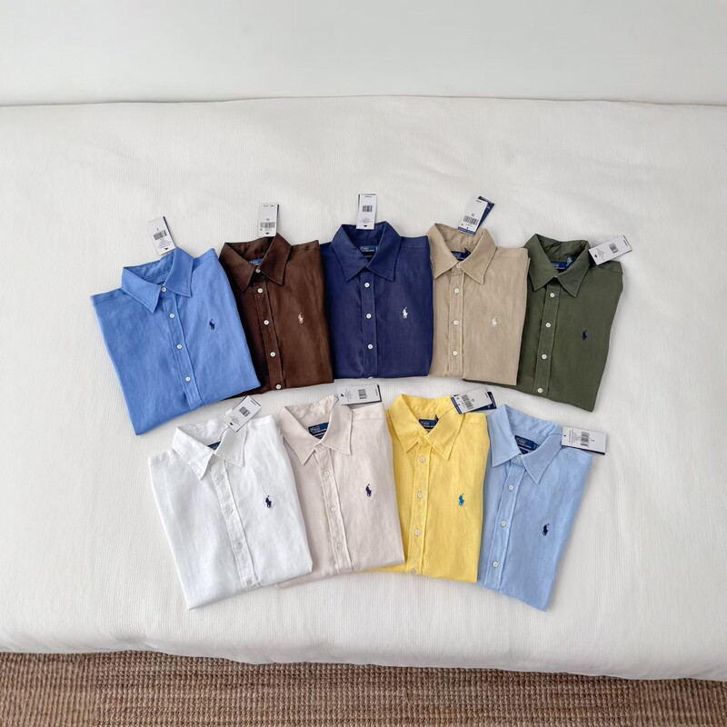 Mabiao Laflauren 100% Linen Women's Long Sleeve Shirt Turn-Down Collar Embroidered Simple High Quality Shirt