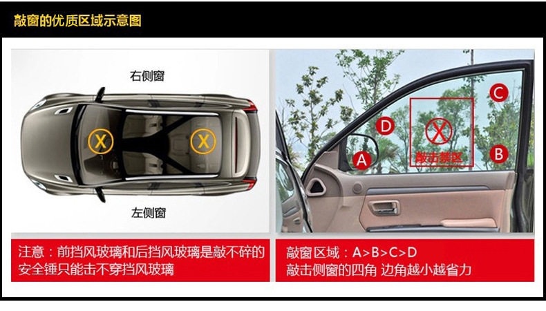 Car safety hammer, vehicle window-breaking escape hammer, 8-in-1 multifunctional life-saving hammer, emergency supplies, window-breaking hammer