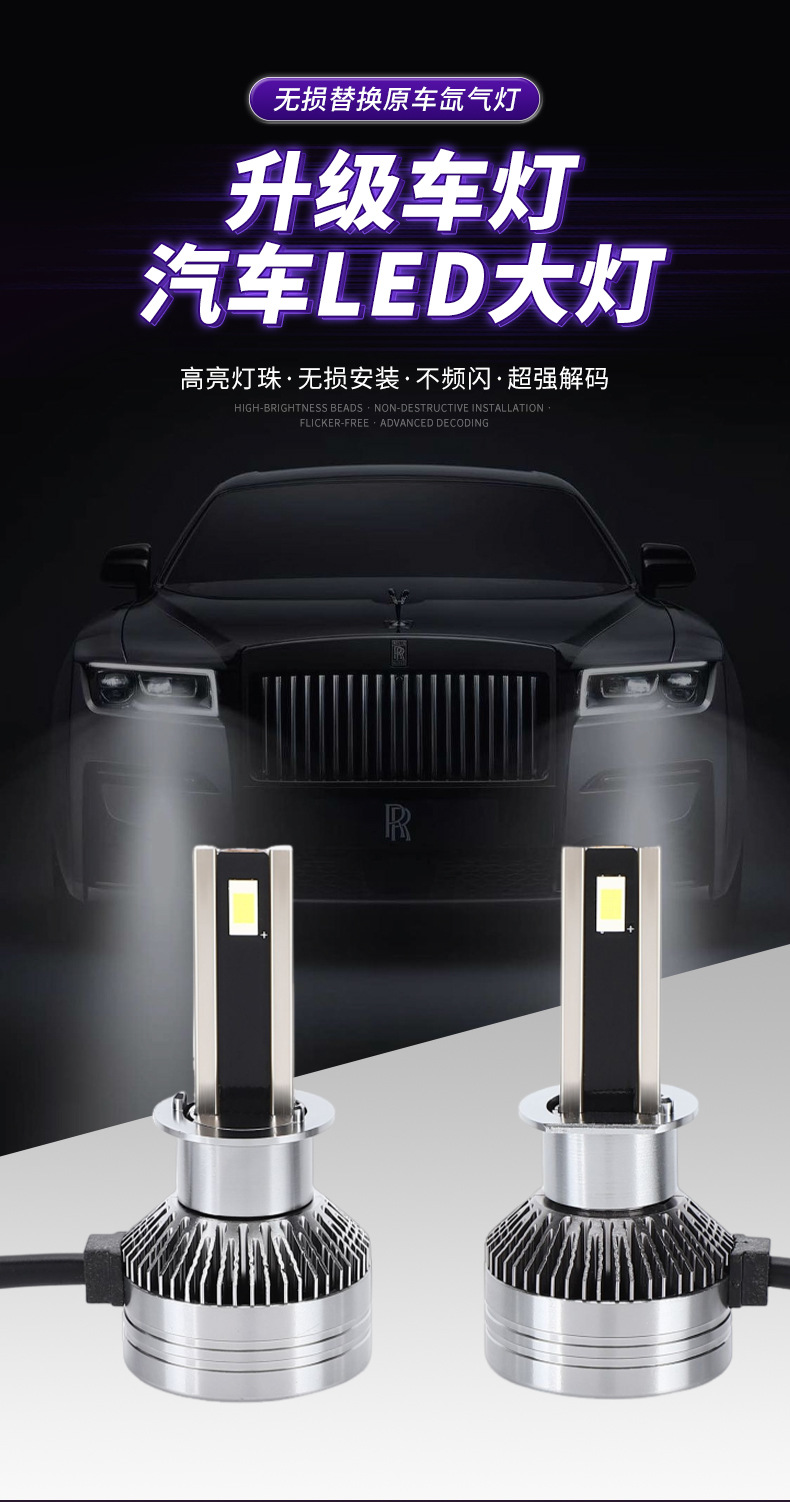 Cross-border foreign trade car LED headlight B1 high/low beam front light, high-brightness focused high-power bulb, modified car light