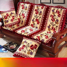 加厚防滑可拆卸四季通用实木沙发垫带靠背春秋椅垫老式木椅子垫