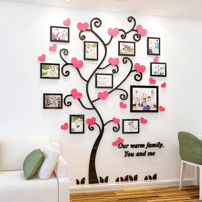 Creative Growth Photo Wall Crystal Photo Frame Tree 3D Acrylic Stereo Wall Sticker Living Room Bedroom Decoration Background Wall Painting