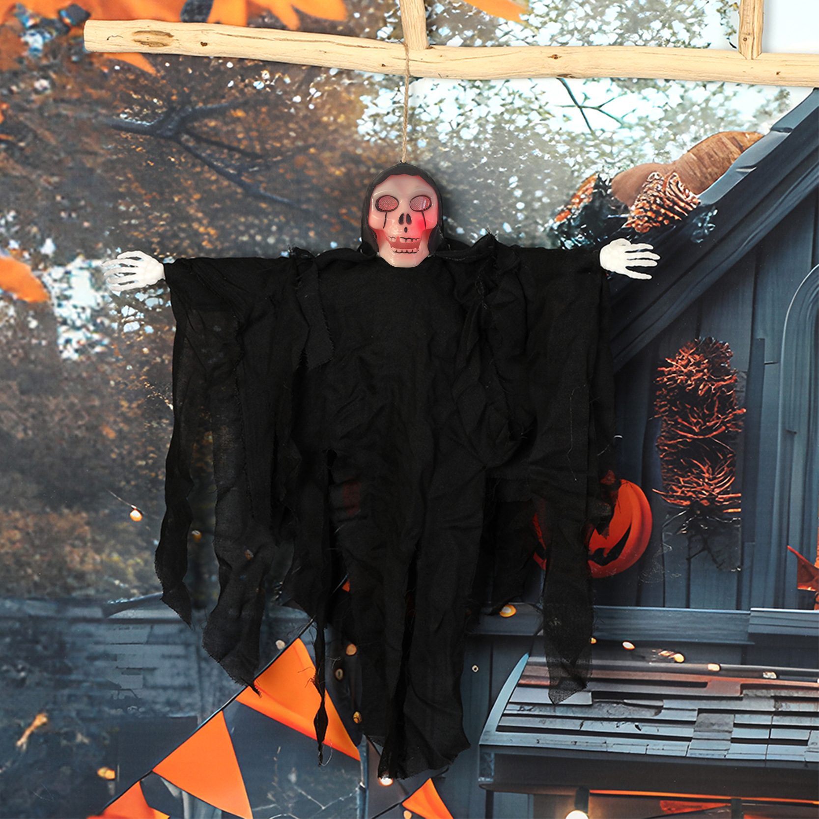 Halloween transfronterizo, fantasmas colgantes, resplandor, sonido eléctrico, dioses de la muerte, adornos de calavera, bares de casas embrujadas, accesorios de decoración de fiestas